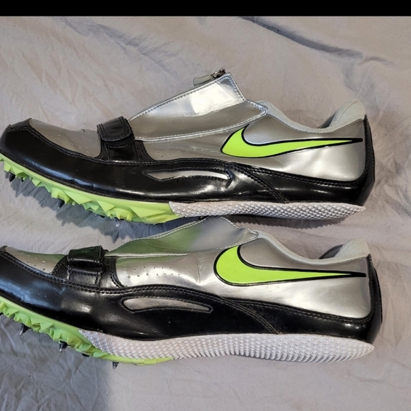 Nike Rival Track/Field Running Spike shoes Men's SZ 11 Silver neon green black - Picture 1 of 11
